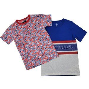 Converse Boys Size Medium (10-12) Set of 2 Short Sleeve T-Shirts, Red and Blue